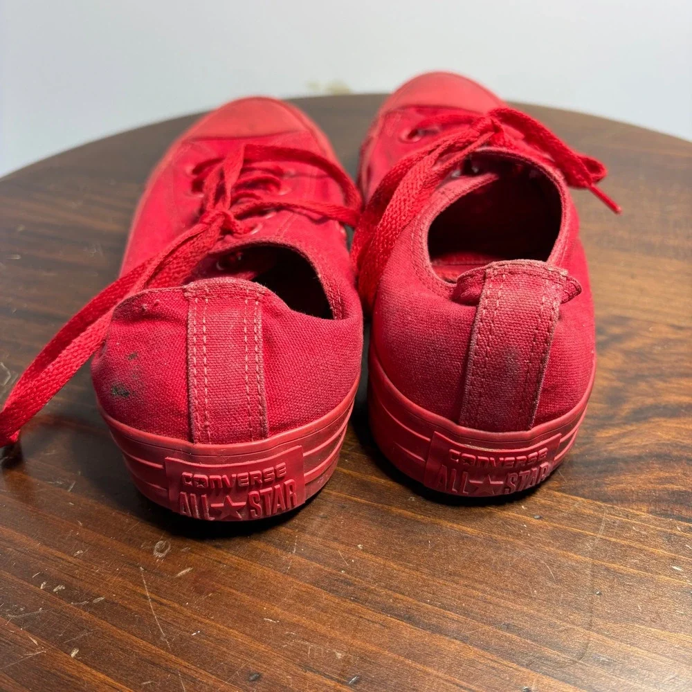 Converse Shoes Mens 6 Womens 8 Red Chuck Taylor All Star Monochrome Low Top - Picture 6 of 10